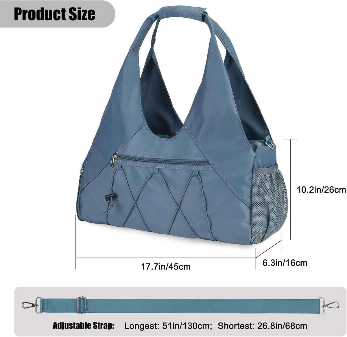 Forestfish Gym Bag For Women With Yoga Mat Holder, Blue