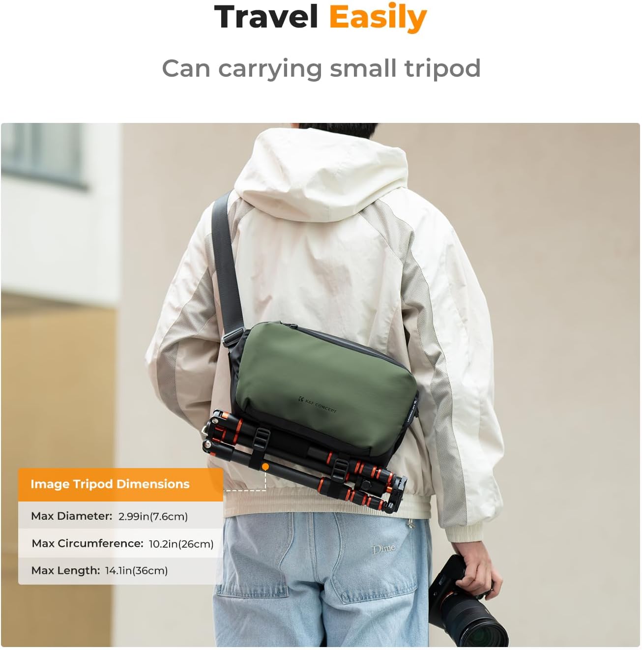 K&F CONCEPT 2 in 1 Camera Sling Bag, Everyday Shoulder Bag