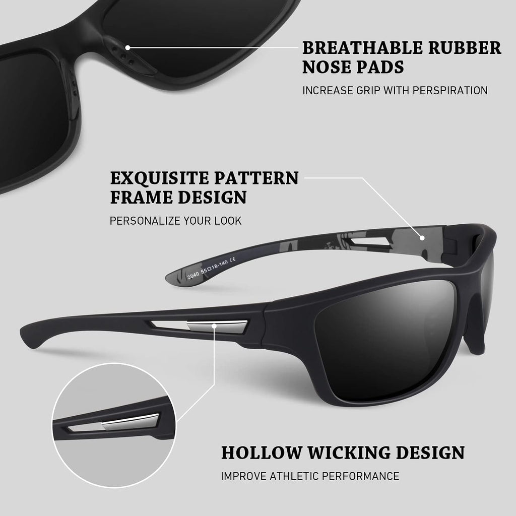 WEAROYO Polarized Sports Sunglasses Men Womens Fishing Running UV400