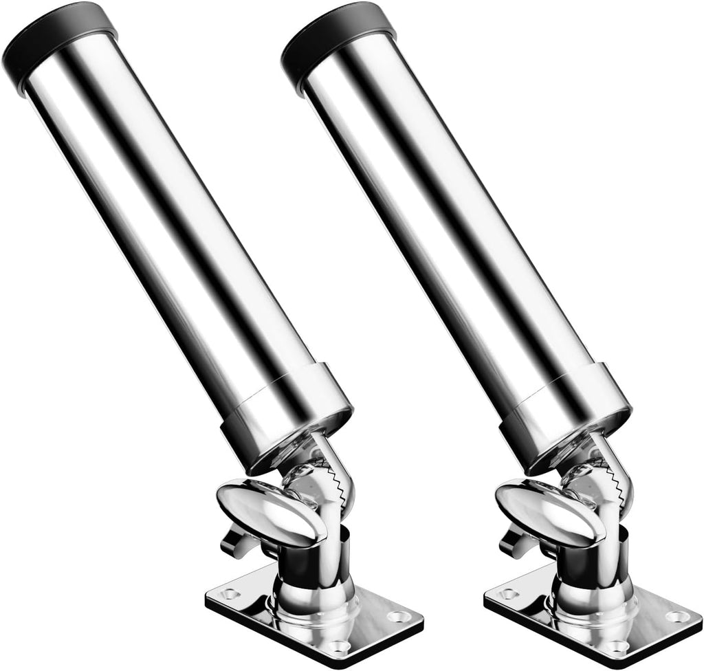 Rod Holders for Fishing Boat，2 Pack 316 Stainless Steel 360 Degree Adjustable Deck Flush Mount Fishing Rod Pole Holder for Marine Boat Yacht