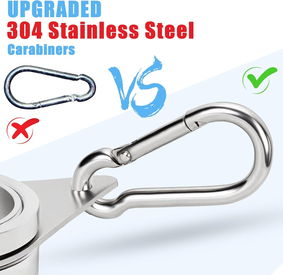 BONWIN 1.5" Flag Pole Rings, 2 Pcs Aluminum Alloy Spinning Flag Pole Ring Clips Swivels, 360° Rotating Anti Wrap Flagpole Ring Hardware with Stainless Steel Carabiners for 1.26-1.5" Diameter