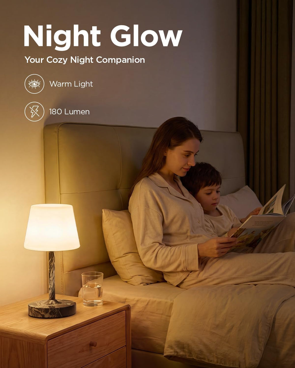 IP65 Waterproof Rechargeable Shower Lamp, Cordless Bathroom Touch Lamps