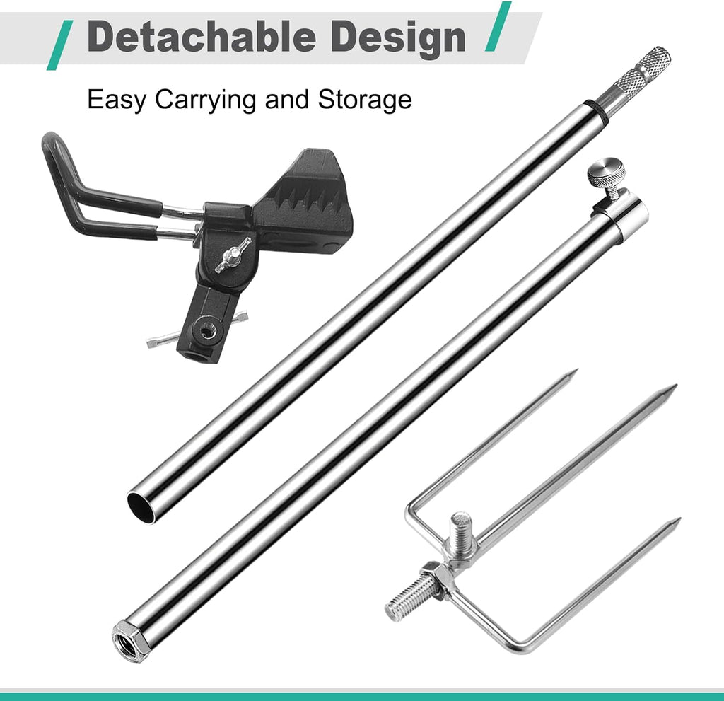 2/4 Pack Fishing Rod Holders, 360 Degree Adjustable Fishing Rod Holders for Bank Fising , Height Adjustable 25-36.6 Inch Multifunctional Stainless Steel Beach Fishing Rod Holder Fishing Gifts for Men