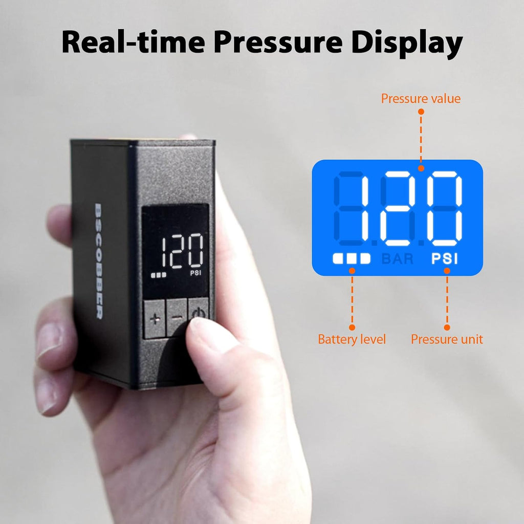 137g 120PSI Mini Bike Pump, Pocket-Size Auto Shut-Off