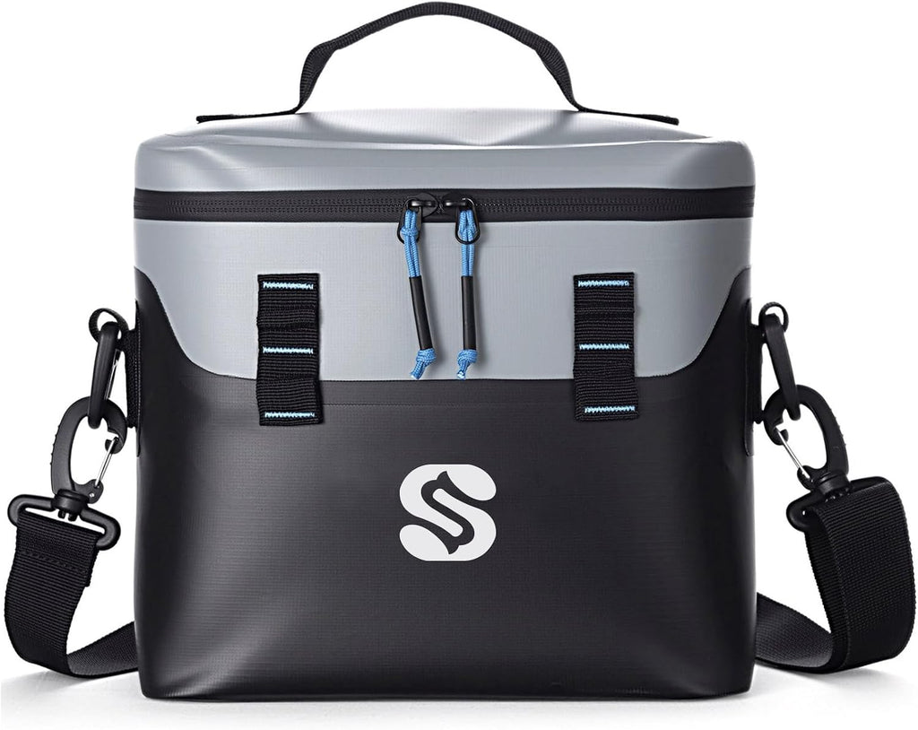 Small Soft Cooler Bag, 9 Can Insulated Lunch Box, Ultrasonic Welded Leak-Proof Cooler, IPX6 Waterproof Portable Lunch Bag for Work, Beach, Camping & Travel, Black