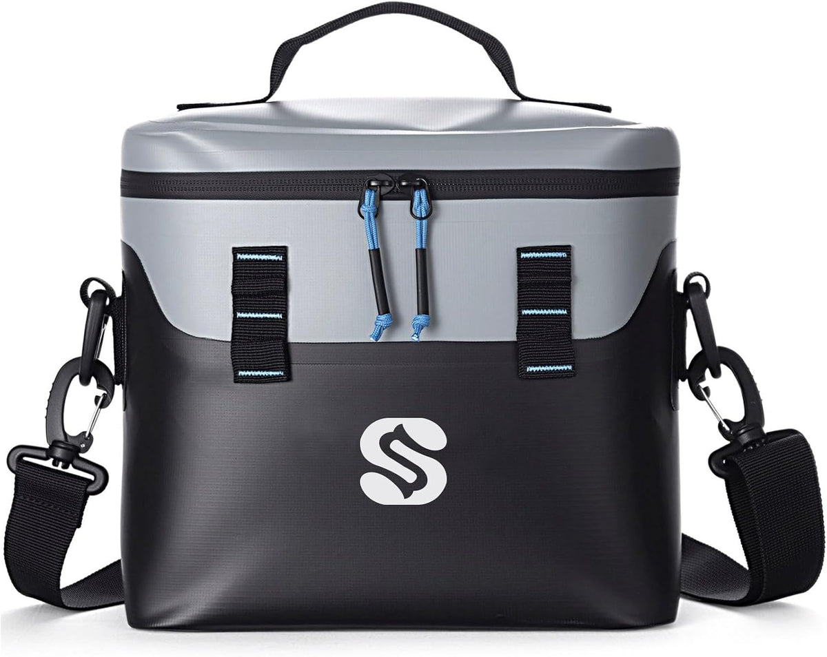 Small Soft Cooler Bag, 9 Can Insulated Lunch Box, Ultrasonic Welded Leak-Proof Cooler, IPX6 Waterproof Portable Lunch Bag for Work, Beach, Camping & Travel, Black