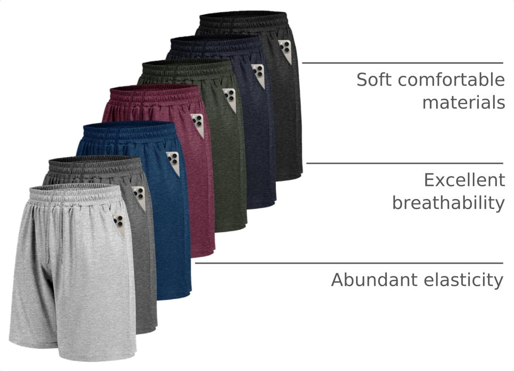 7 Pack Mens Athletic Shorts with Pockets - Gym Basketball Workout Quick Dry