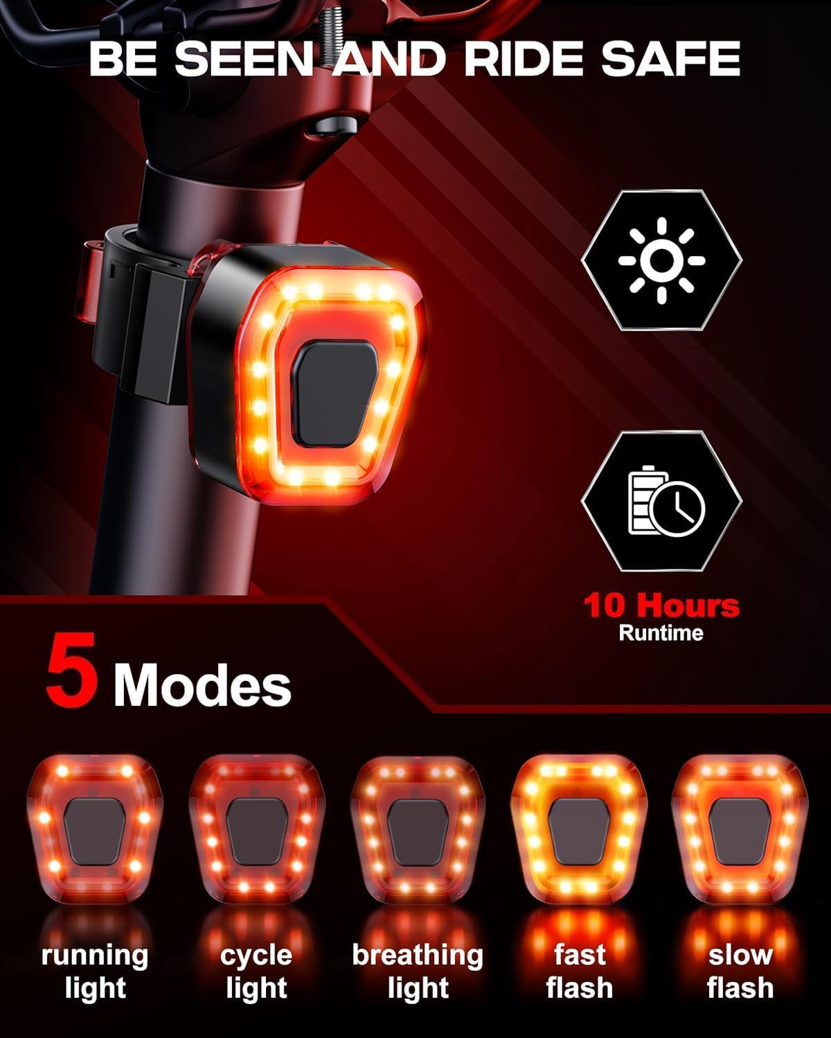 High Lumen Bike Light Set, Prasky Rechargeable Bicycle Lights Front and Rear, Super Bright LED Bike Headlight, IP65 Waterproof Multiple Modes Road Mountain Bike Lights for Night Riding - Blue