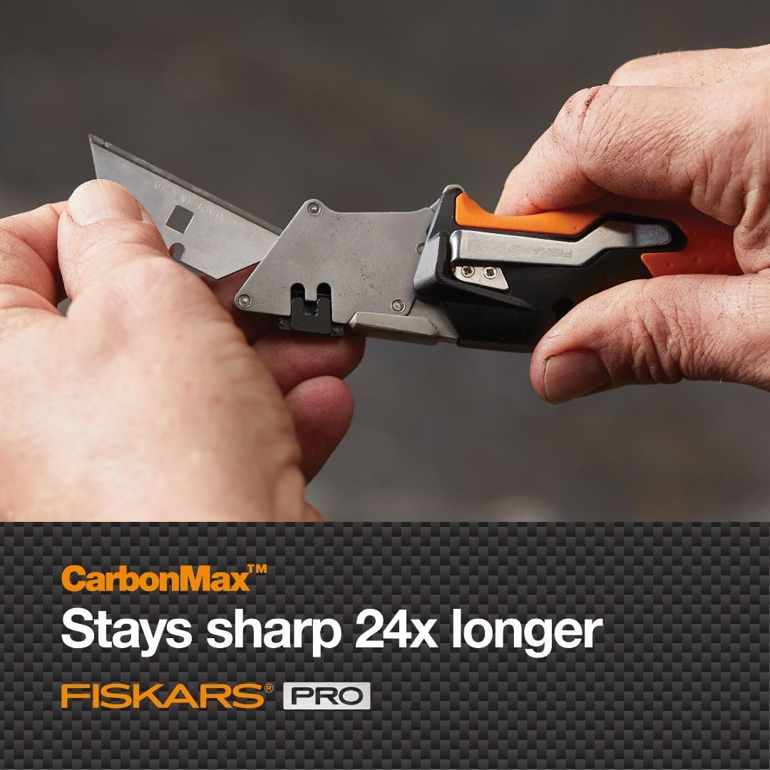 Fiskars Pro Folding Utility Knife, Dual-Lock, 4.5" Folded Size