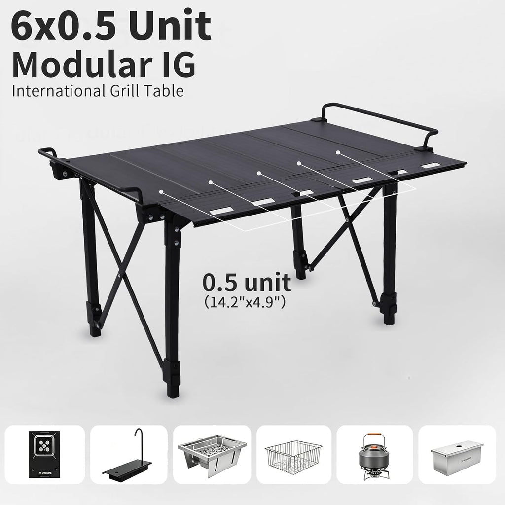 Aircity Folding Camping Table, Portable Aluminum Table, Adjustable Height