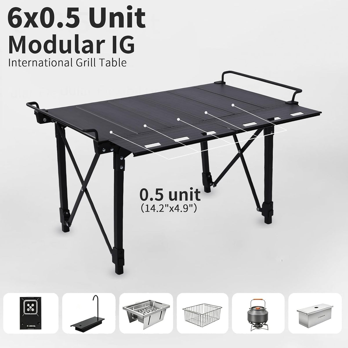 Aircity Folding Camping Table, Portable Aluminum Table, Adjustable Height