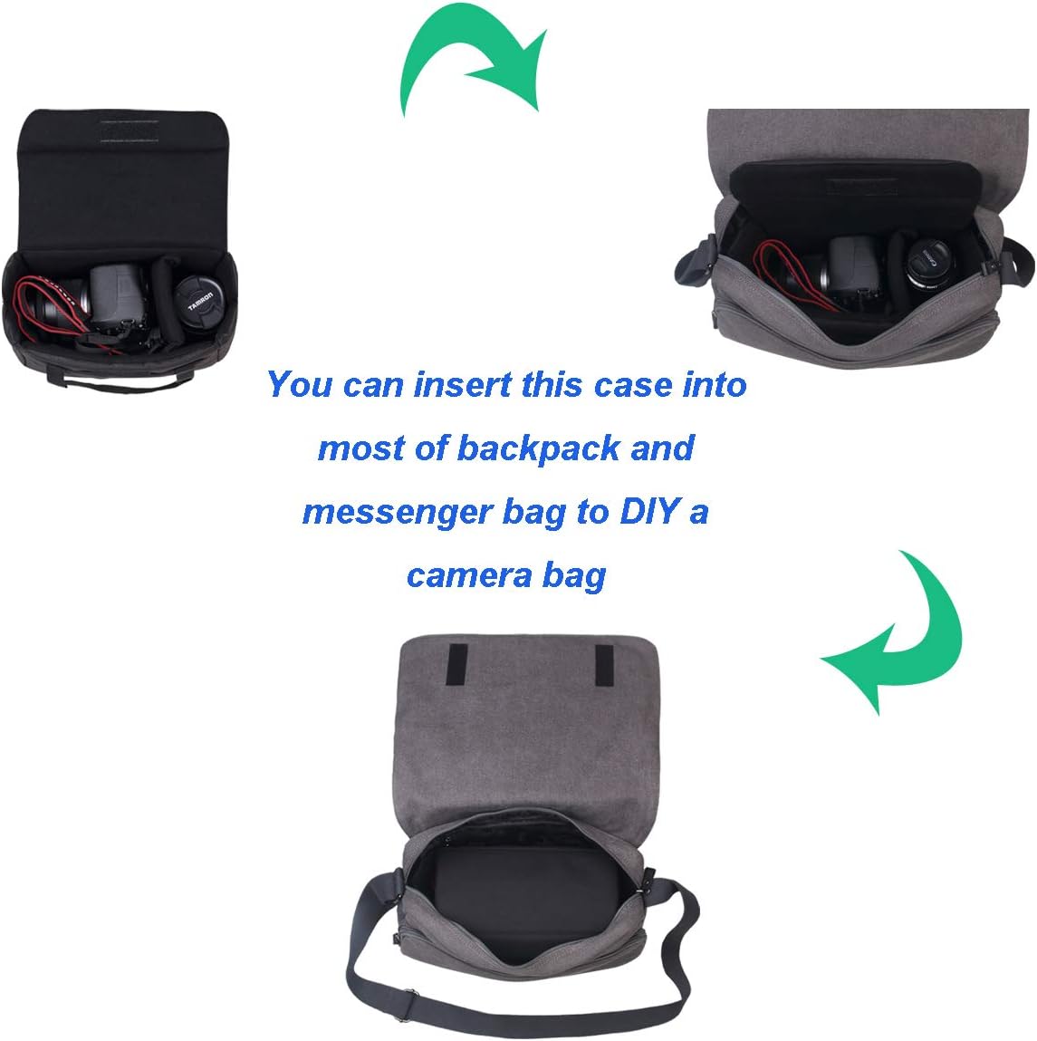 Camera Inserts Lens Padded Insert Liner DSLR SLR Protective Bag Camera Cube Roomy Case Waterproof Foldable pouch for Camera Lens Accessories Sony Canon Nikon Olympus (Black)