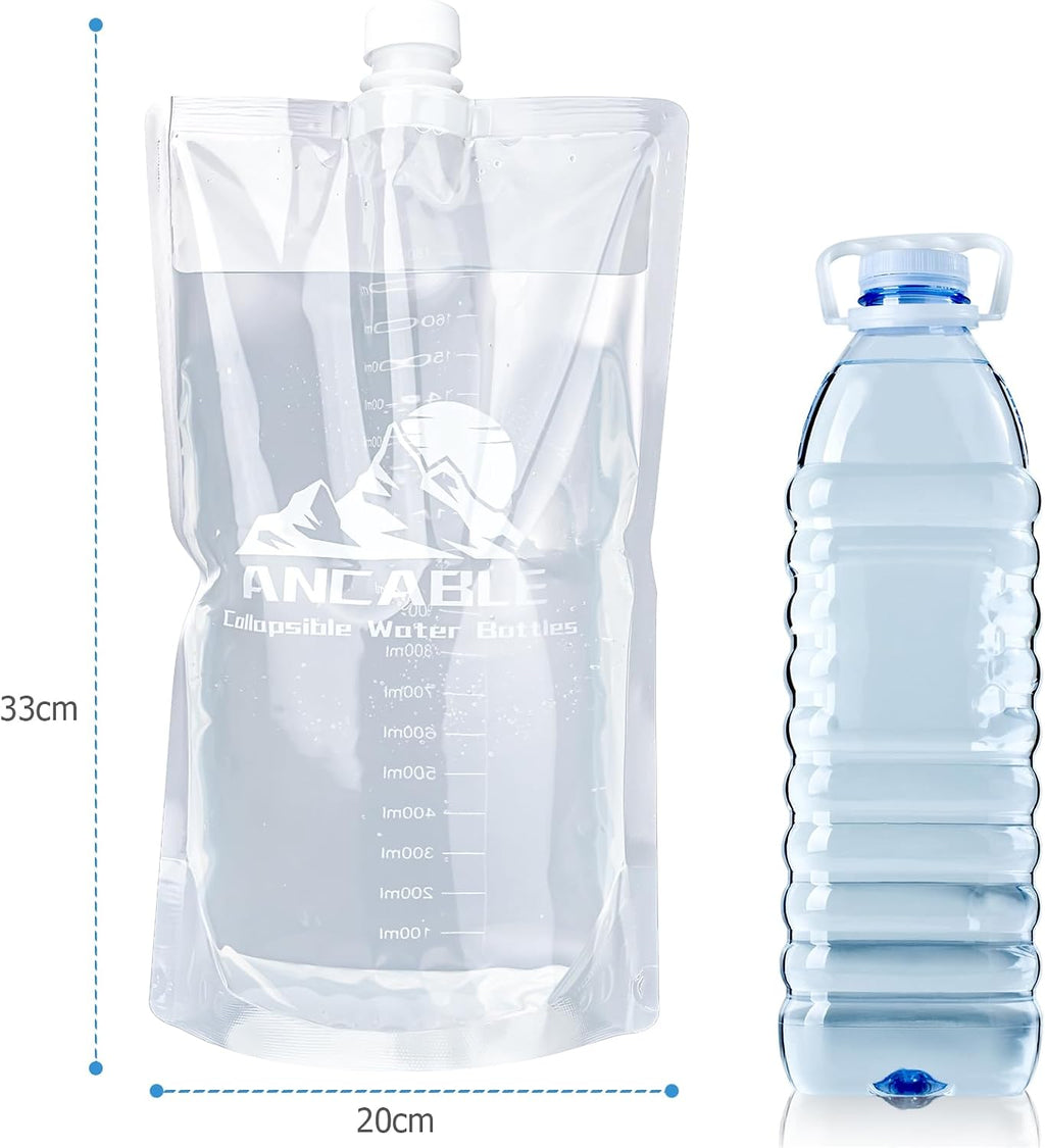 Ancable 64oz Collapsible Water Bottles, 6-Pack Reusable Travel Foldable Water Bottles for Hiking Camping Running Bike, BPA-Free Water Bottle