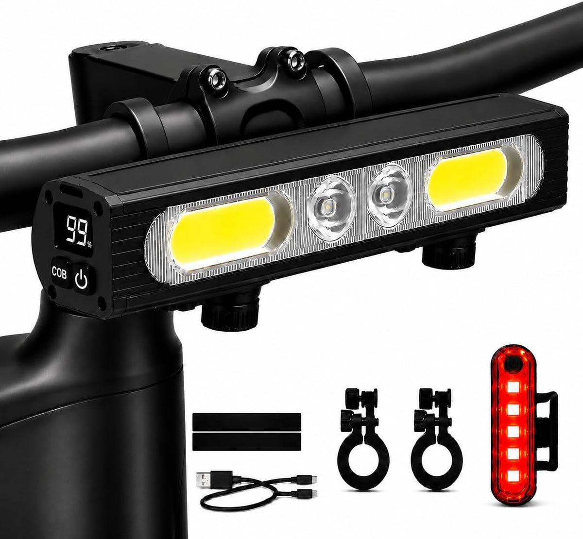 1200LM Bike Lights for Night Riding,Headlight and Tail Light Set