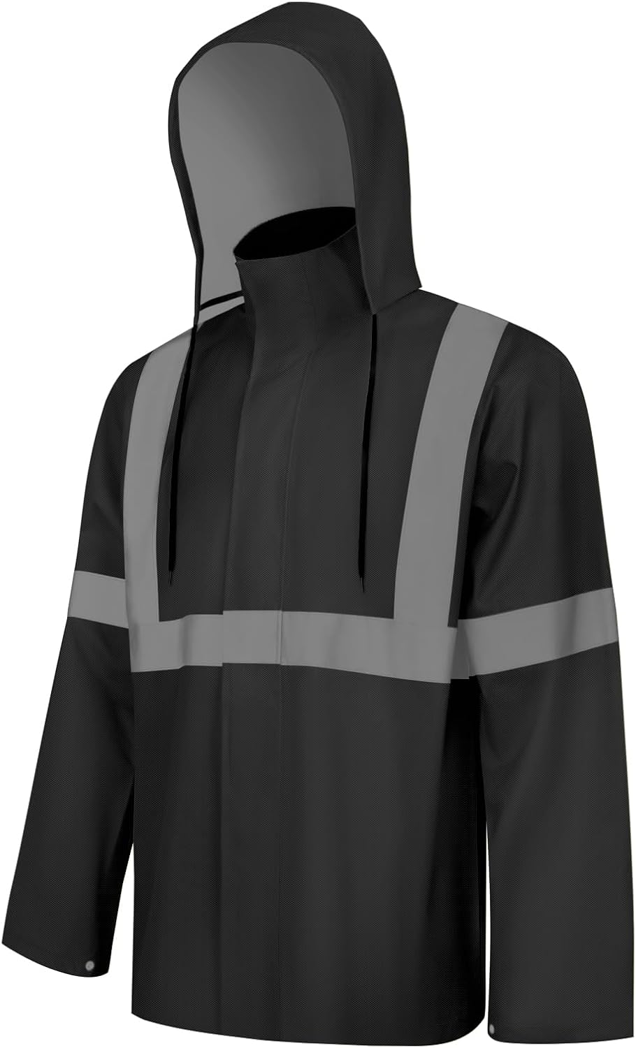 Rain Jacket, High Visibility Rain Coat, Waterproof Raincoat with Hood, Lightweight Rain Suit for Outdoor Activities, Rain Ponchos for Adults Reusable, Men Women, Black T, S-M