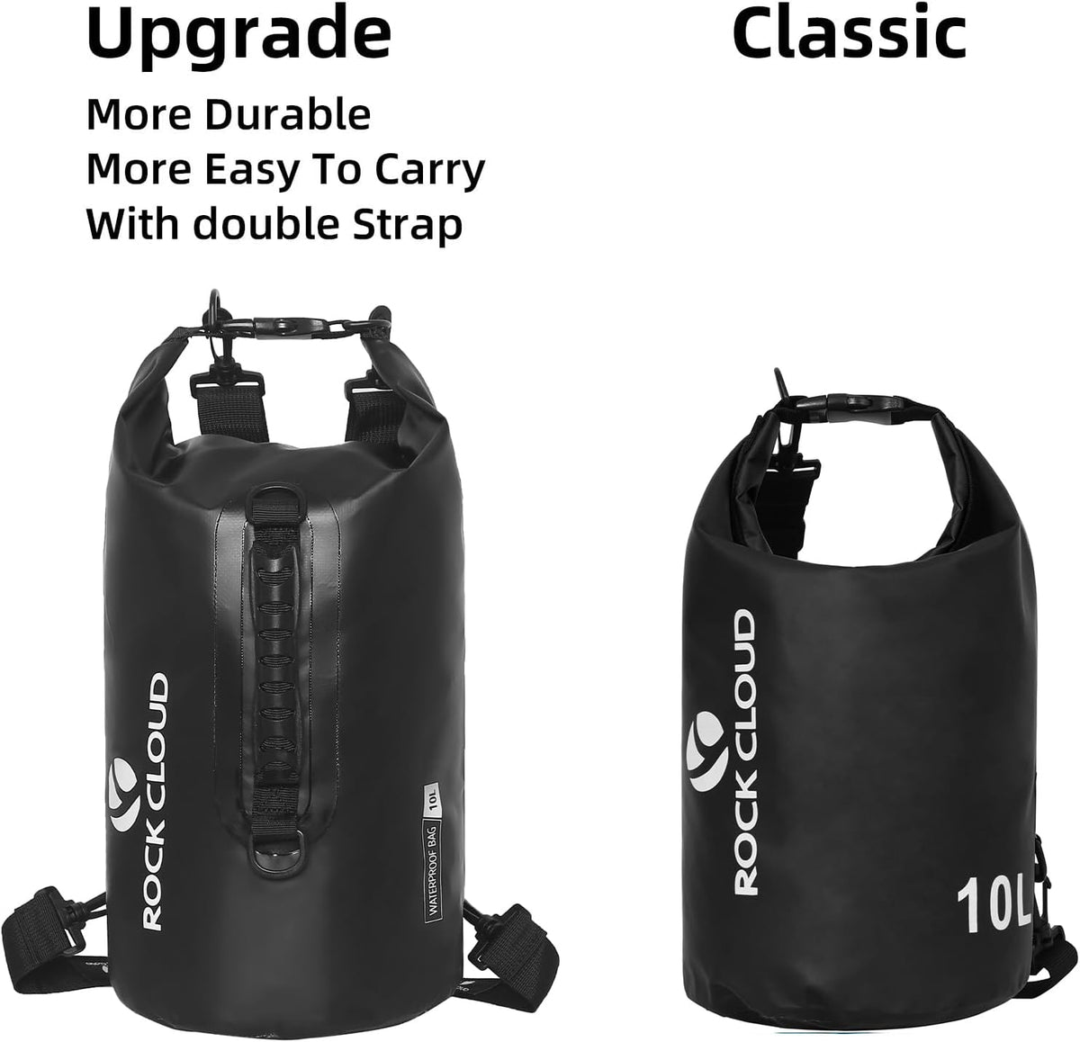 ROCK CLOUD Dry Bag Waterproof 10L Dry Sack for Kayaking Rafting Boating Beach Surfing Swimming Canoe Camping Hiking Fishing Ski