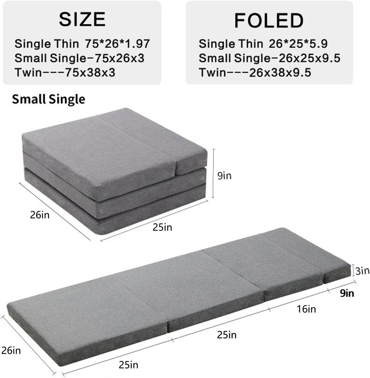 Foldable Foam Sleeping Mats Camping Mattress Sleeping Pad Sofa Bed Nap Cot,Japanese Floor Futon Mattresses,Car Travel Mattress