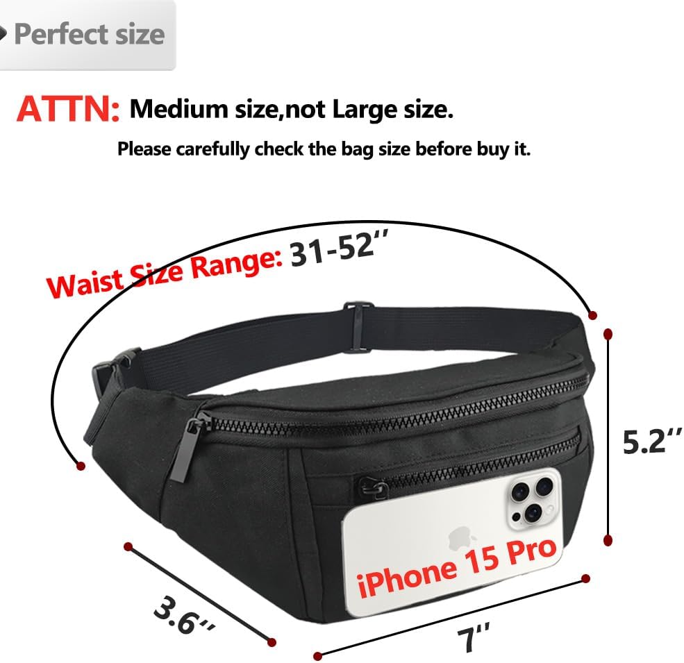 AIKENDO Fanny Pack for Men Women, Crossbody Waist Bag Pack Phone Bag