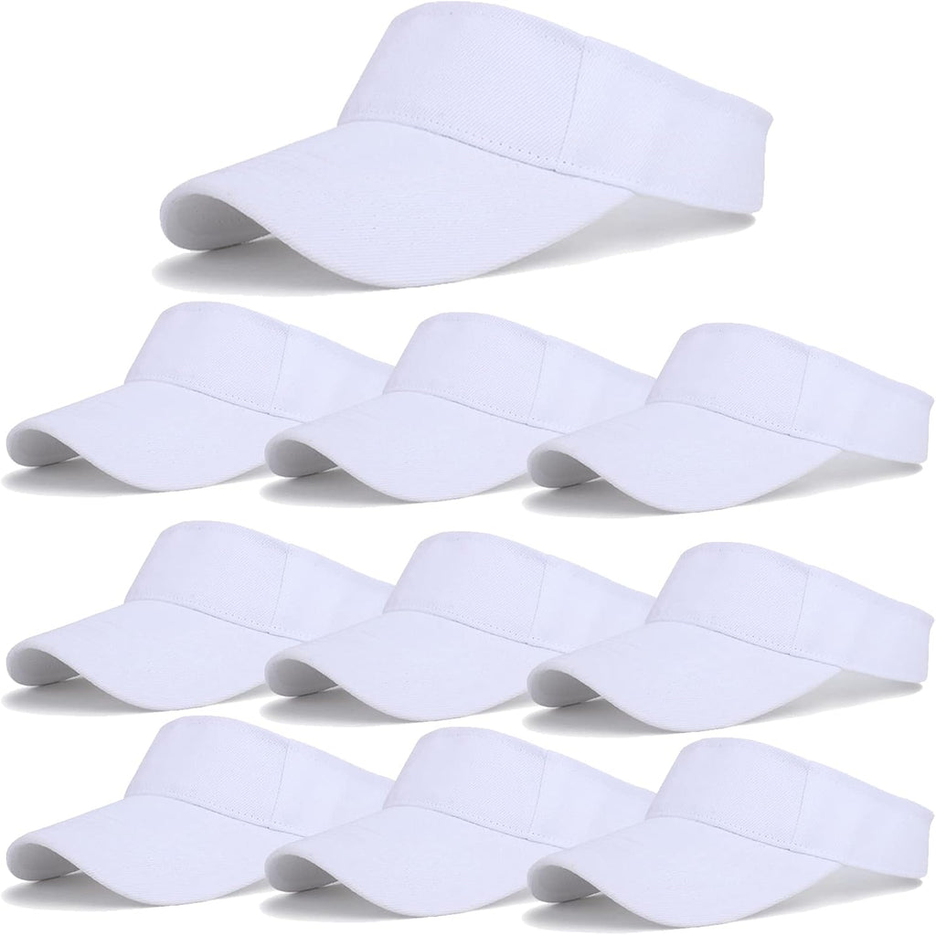 10 Pack Men Women Sun Visor Adjustable UV Protection Blank Sun Visor Hats Caps for Beach Pool Golf Tennis Sports