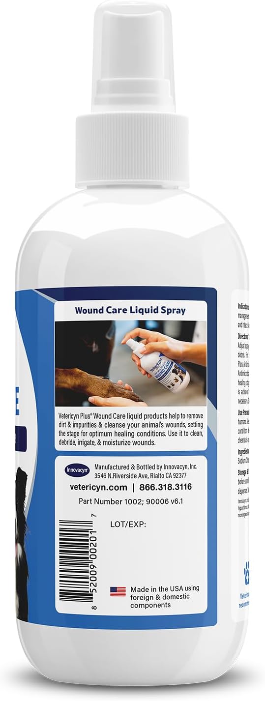 Vetericyn Plus Dog Wound Care Spray | Healing Aid and Skin Repair, Clean Wounds, Relieve Itchy Skin, and Prevent Infection, Safe for All Animals. 8 Ounces