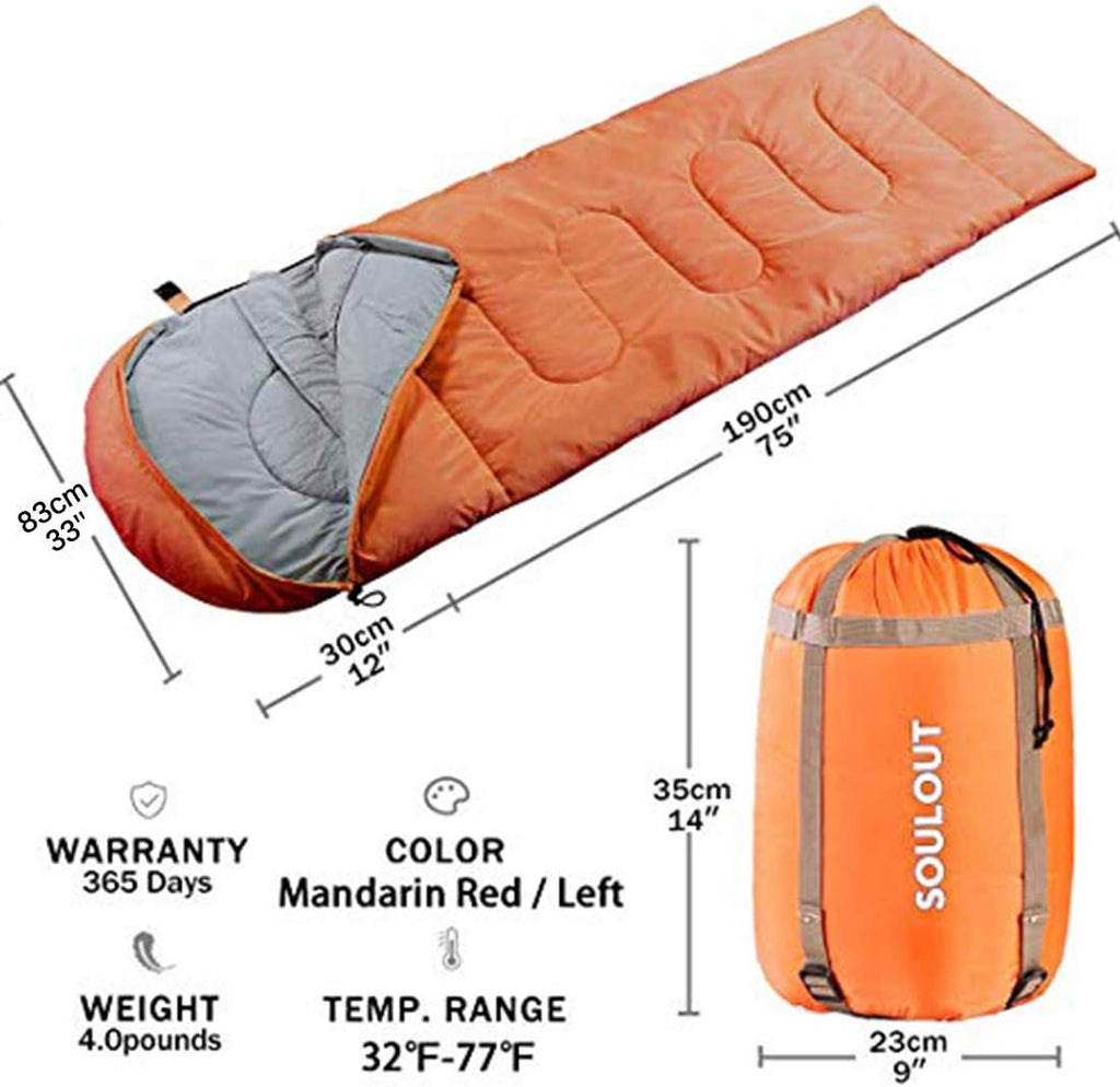 SOULOUT 3-4 Season Sleeping Bag for Adults & Teens - Camping