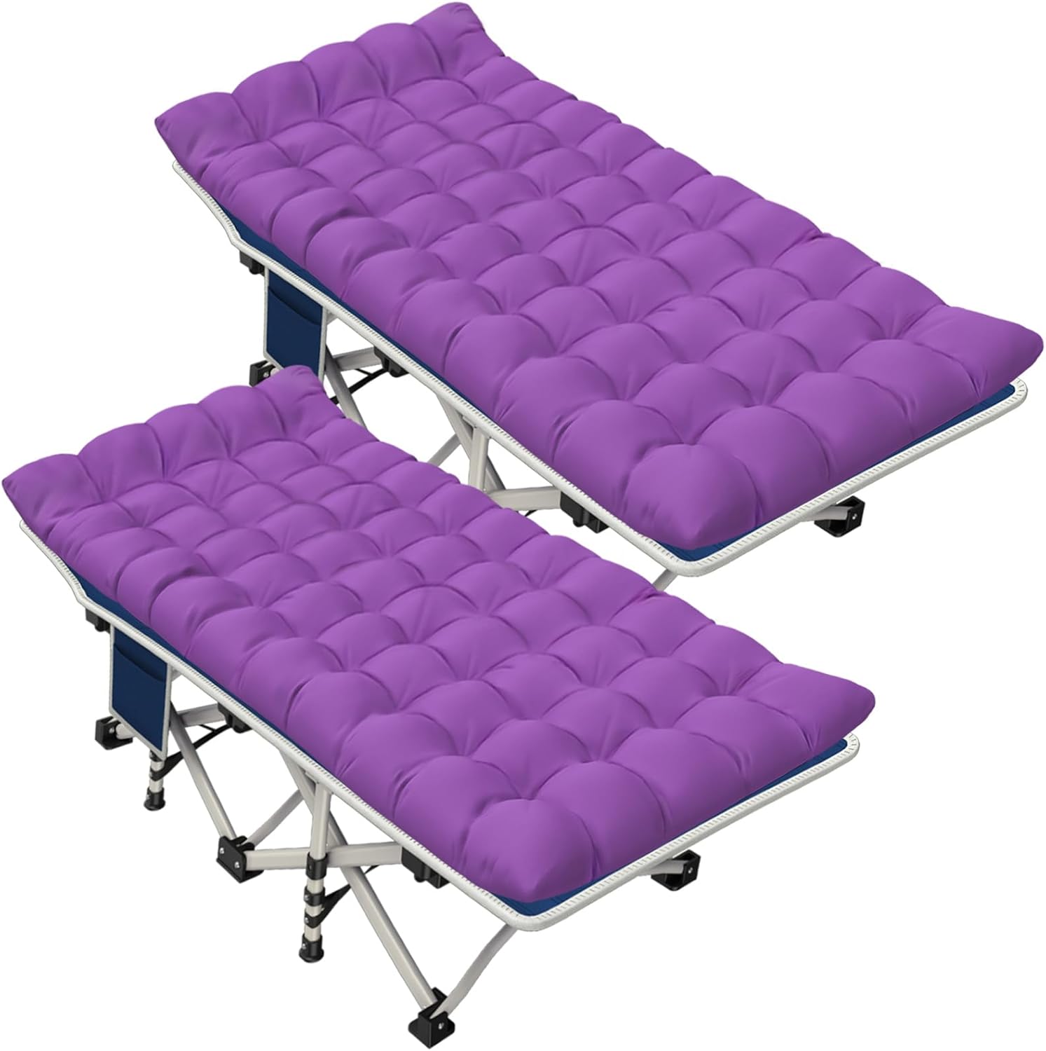2 Pack Camping Cot with Comfortable Mattress, Folding Camping Bed