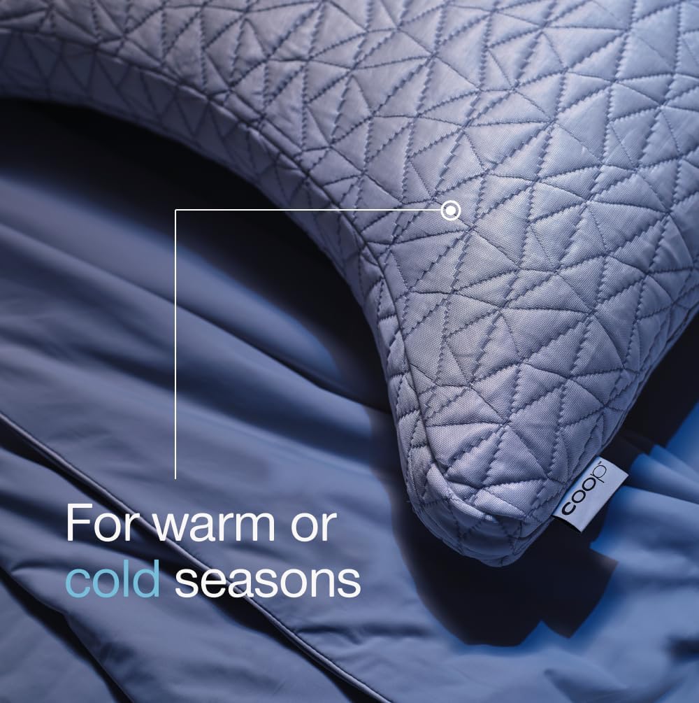 Coop Home Goods Cool Side Crescent Pillowcase, Queen Size Cooling Pillow Case for Hot Sleepers, Crescent Shape, Two-Sided Pillow Covers, Cozy Side & Cool Side, Ultra Soft Lulltra Cool Technology
