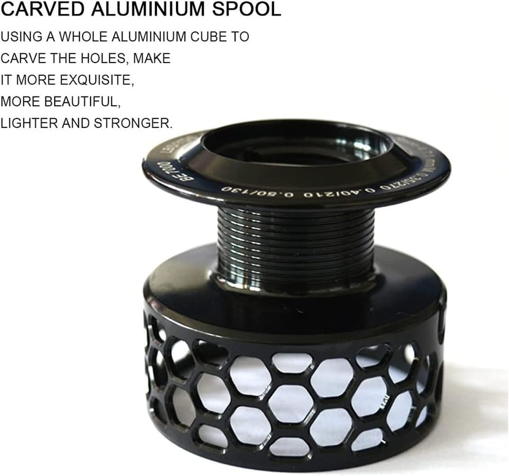 Fishdrops Spinning Fishing Reels 12+1BB Ultra Lightweight Carved Aluminum Spool Reels Affordable Smooth Spinning Reels