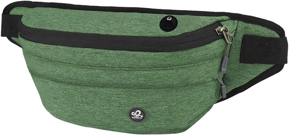 WATERFLY Fanny Pack for Men Women Water Resistant Large Hiking Waist Bag Pack Carrying All Phones for Running Walking Traveling (Green), (ONJ05)