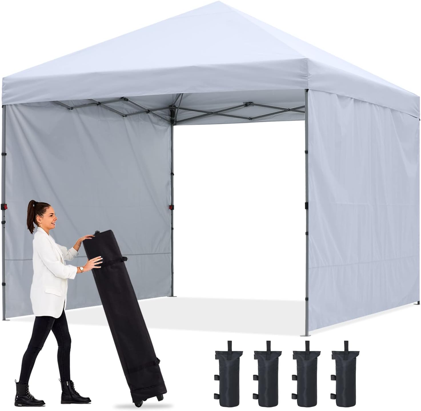 ABCCANOPY Easy Pop up Canopy Tent with 2 Sidewalls for Outdoor Sun Blocking or Rain Protection, 8x8, Royal Blue