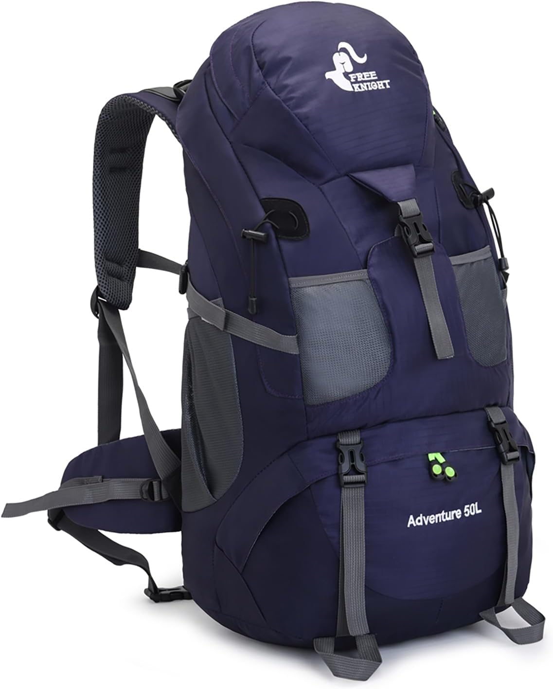 Bseash 50L Hiking Backpack, Water Resistant Lightweight Outdoor Sport Daypack Travel Bag for Camping Climbing Skiing Cycling (Dark Purple - With Shoe Compartment)