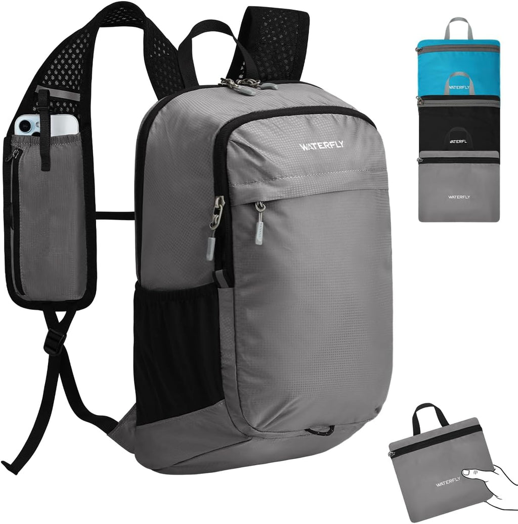 WATERFLY Small Packable Travel Backpack: 15L Lightweight Hiking Daypack