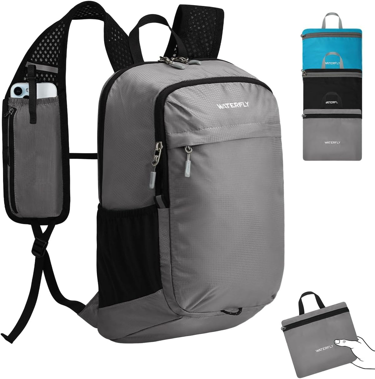 WATERFLY Small Packable Travel Backpack: 15L Lightweight Hiking Daypack
