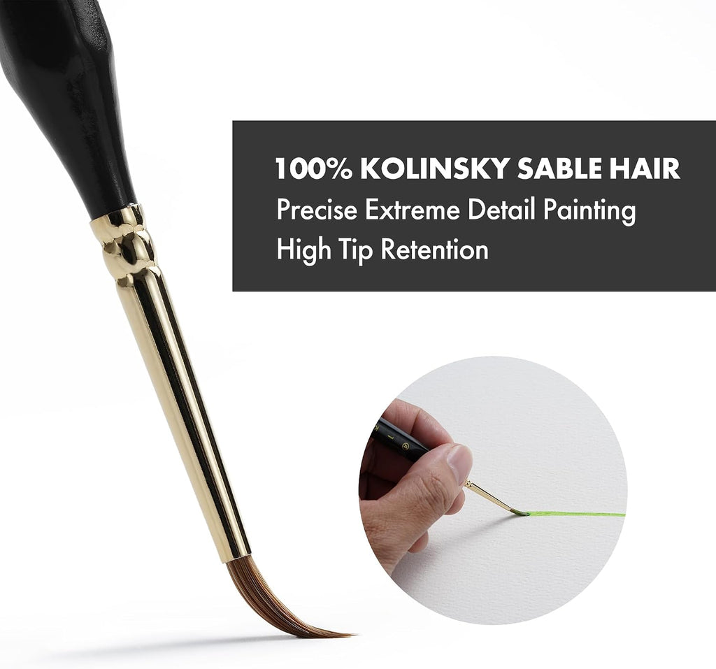 Artify Detail Paint Brushes, 100% Kolinsky Sable Micro Paint Brushes - Master Series, Ultra Fine Tips Paint Brush Set, High Precision for Models/Crafts, Detailing for Watercolor, Gouache & Ink
