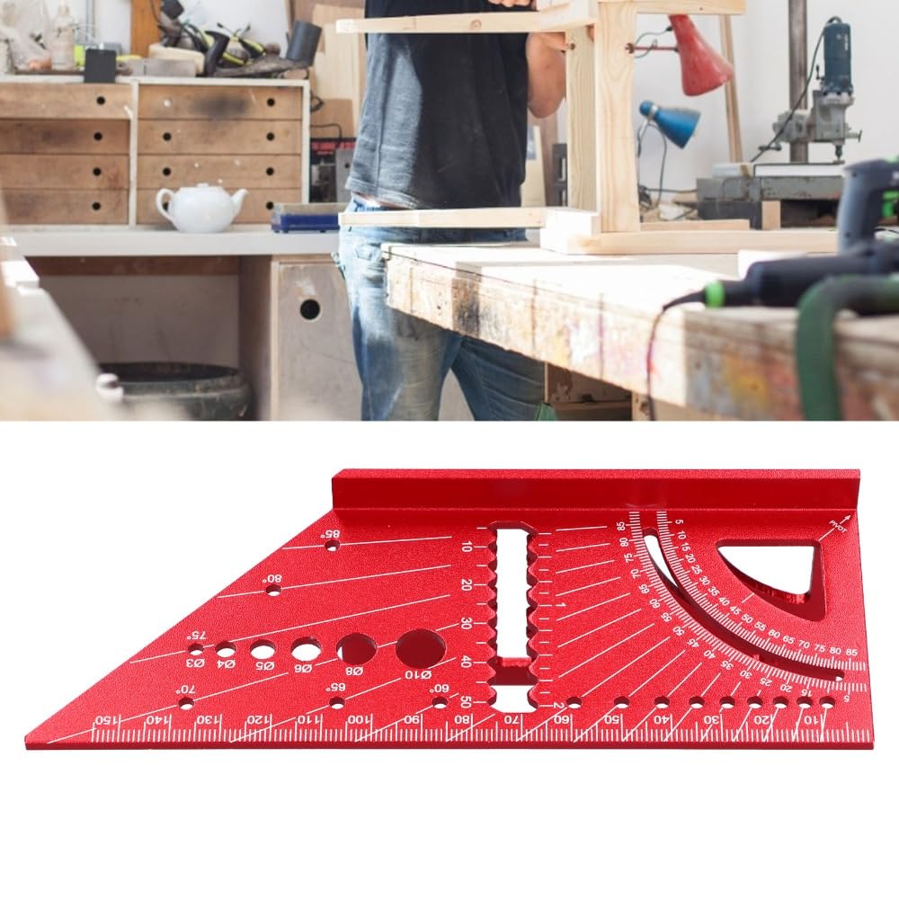 Aluminum Alloy Woodworking Ruler 150mm | 45/90 Degree Angle Measuring Tool with Etched Marking for Carpentry and Drilling Guide