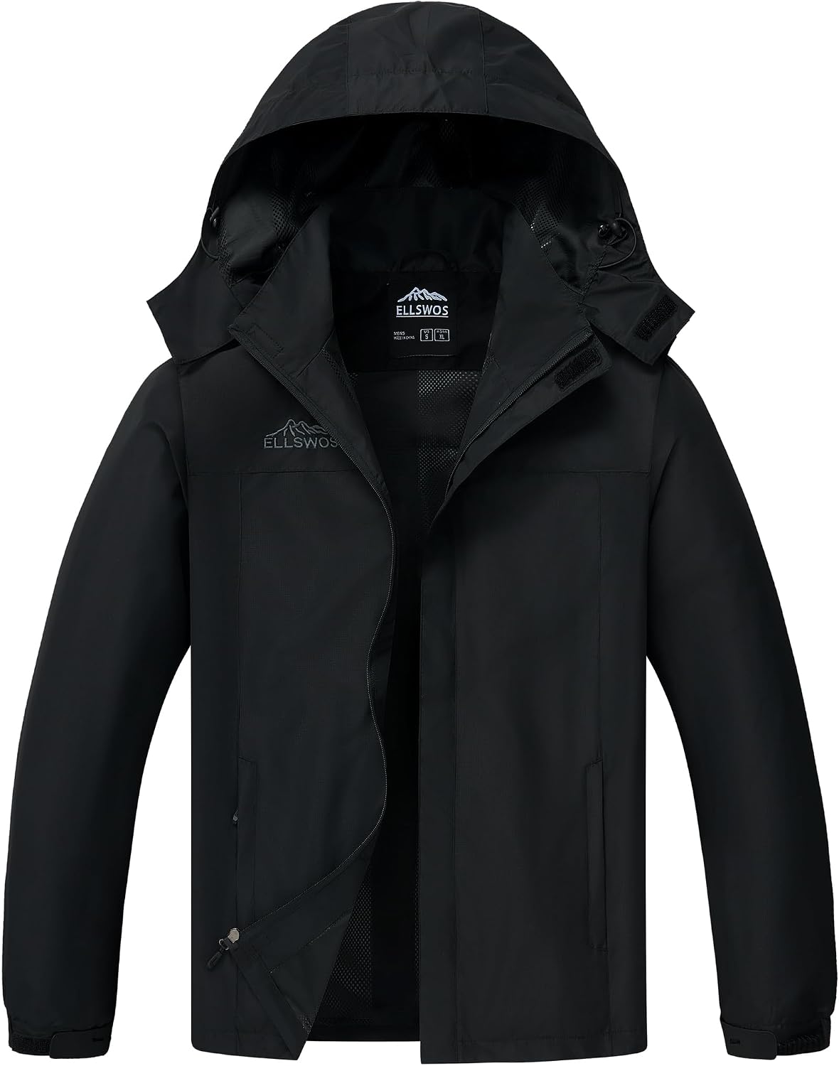 ELLSWOS Men's Lightweight Waterproof Rain Jacket with Detachable Hood