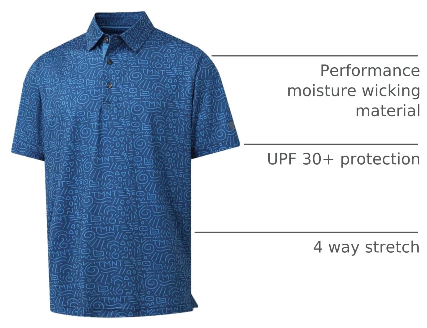 M MAELREG Mens Golf Shirt Short Sleeve Dry Fit Print Moisture Wicking Performance Patterns Collared Polo Shirt
