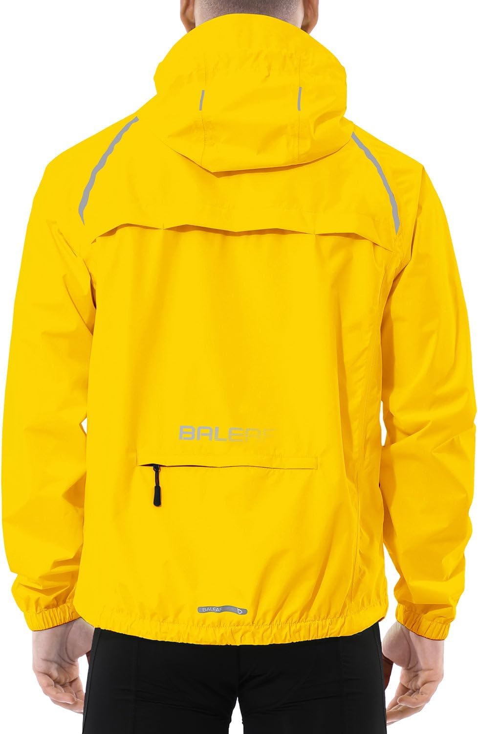 baleaf Men's Rain Jacket Waterproof Hood Lightweight Reflective Packable