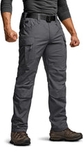 CQR Men's Flex Stretch Tactical Pants, Water Resistant Ripstop Cargo Pants, Lightweight EDC Outdoor Work Hiking Pants