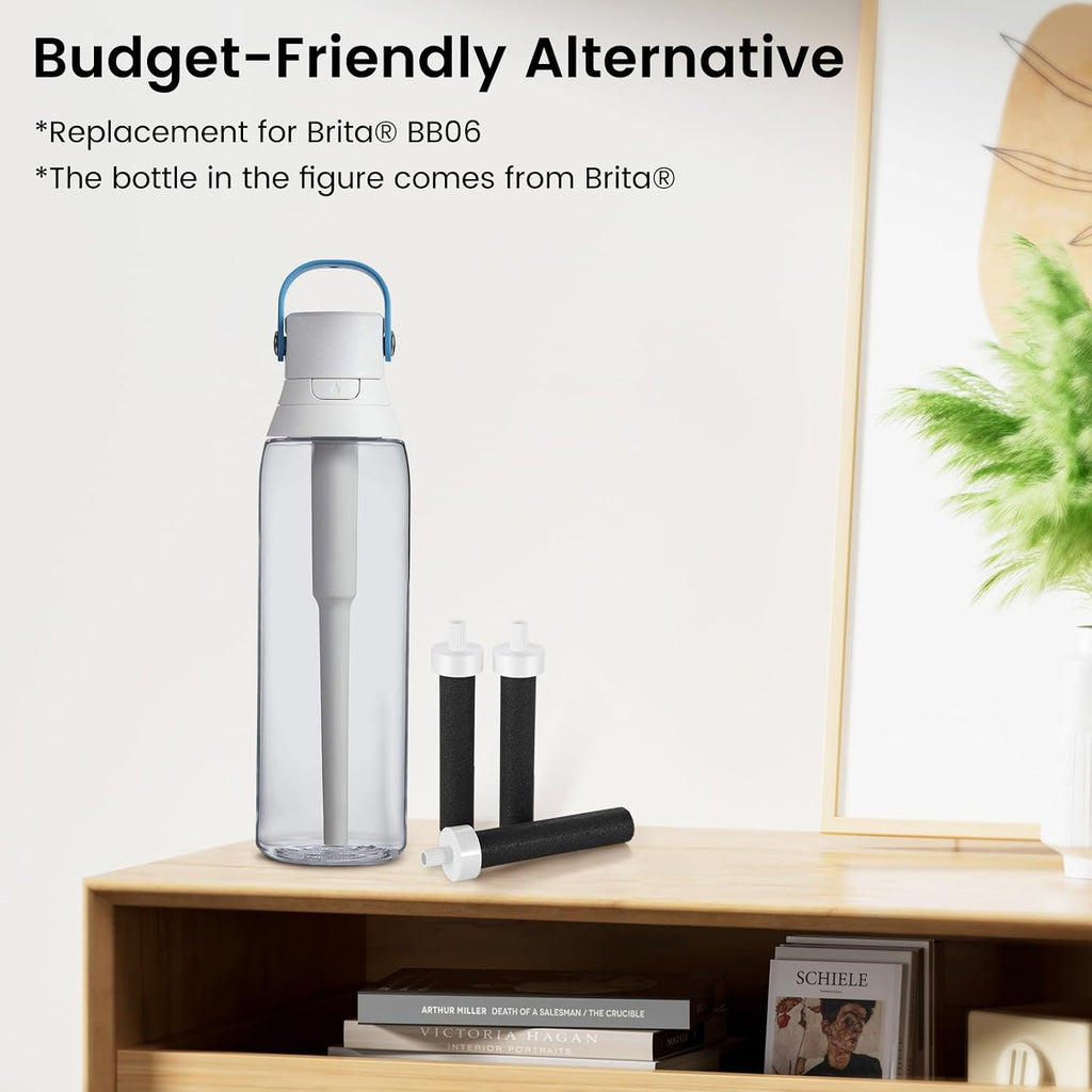Compatible with Brita Bottle Filter Replacement, for Brita BB06 Water Bottle Replacement Filters, Lasts 2 Months or 40 Gallons (Pack of 10)