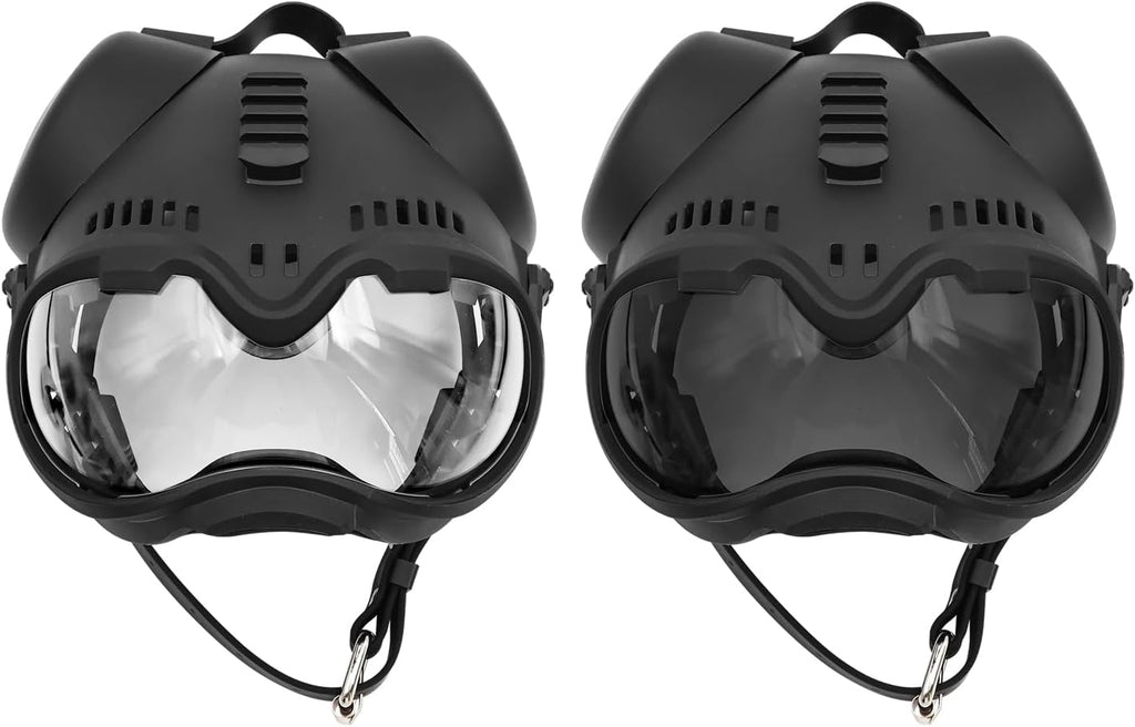 Zhongren Dog Helmet with Goggles - 2in1 Doggy Sunglasses and Pet Motorcycle Tactical Helmet Set for Medium Large Breed with Ear Holes Adjustable Straps for Outdoor Sport(Black)