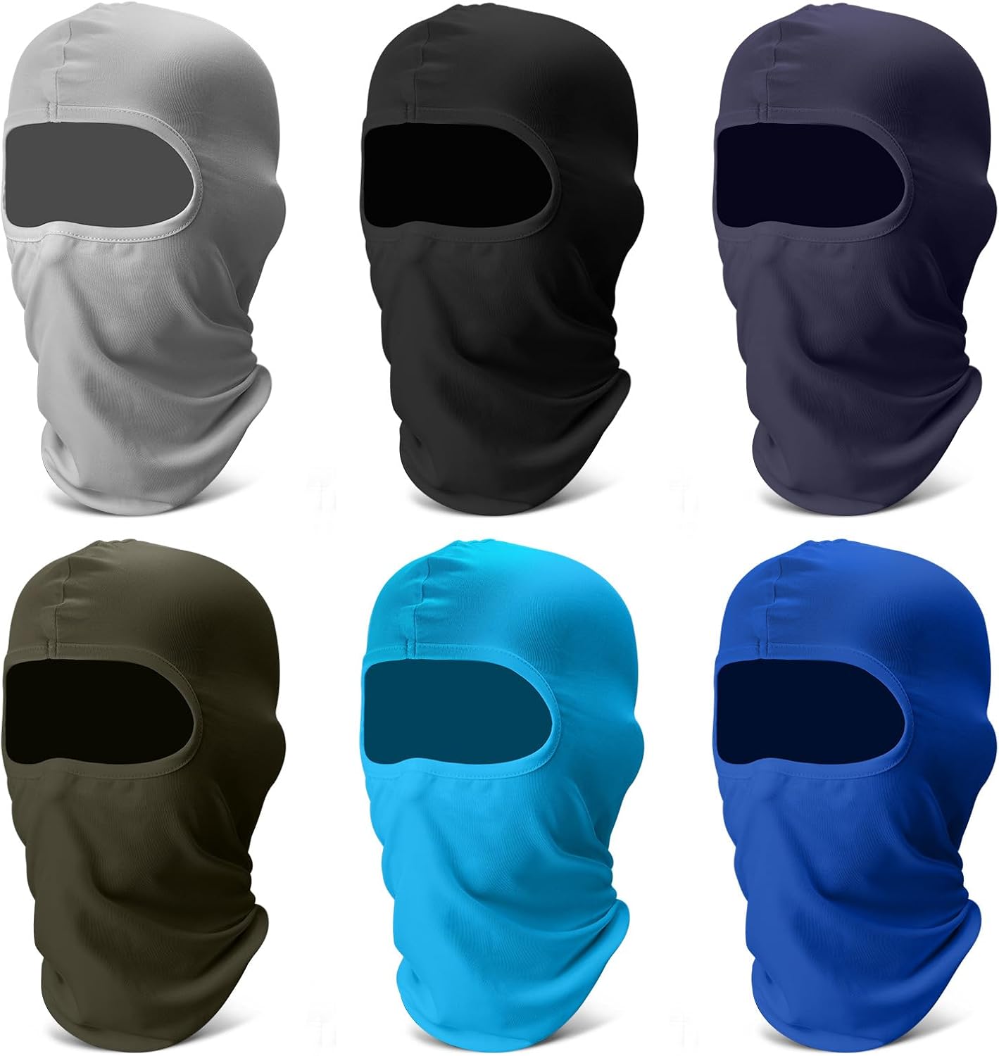 Balaclava Face Ski Mask: 6 Pack Cooling Breathable Full Face Cover | Wind Dust UV Protection Motorcycle Cycling Outdoor Sports Neck Gaiter for Men Women Helmet-Compatible Quick Dry & Washable