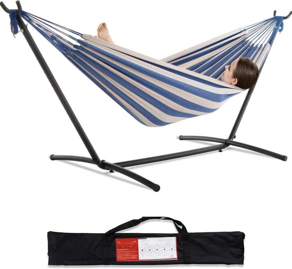 PNAEUT Double Hammock with Stand for Outside, Heavy-Duty, Portable (Chasm)