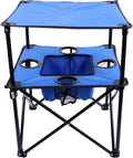 Portable Folding Camping Table With Cup Holders, 2-Tier Outdoor Table