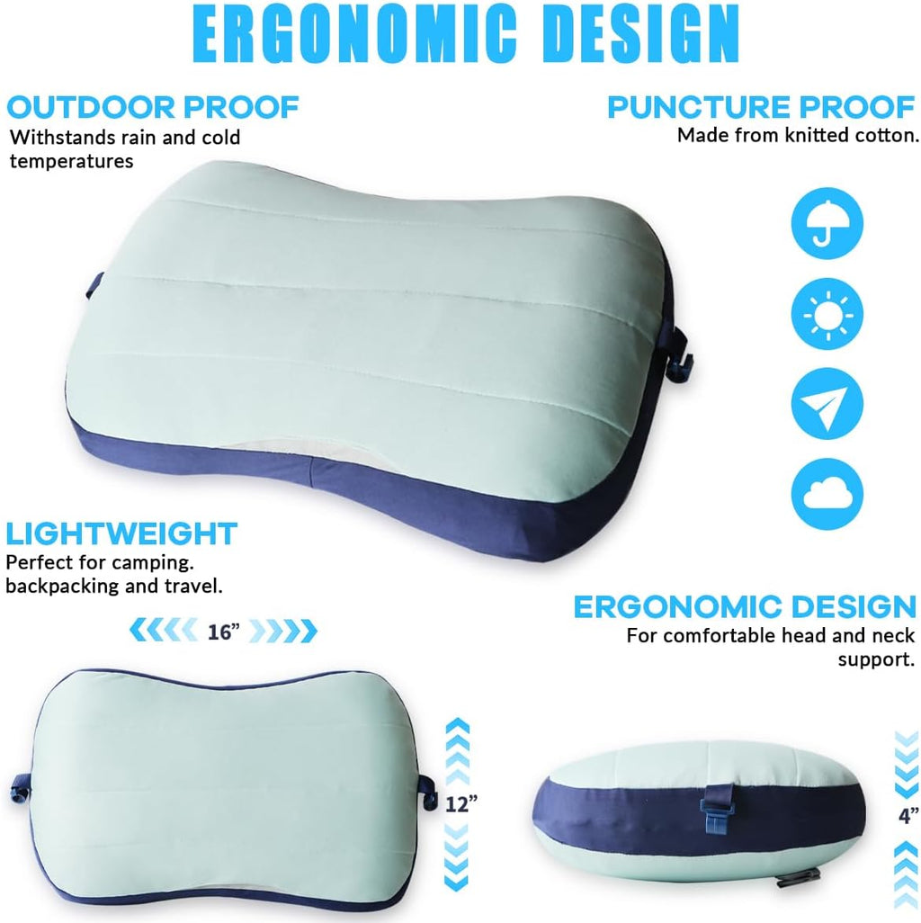 Couleurs Beach Pillow, Inflatable Camping Pillow, Pool Pillow, Removable Pillowcase, Ultralight Neck and Waist Support, Suitable for Camping, Hiking, Backpacking
