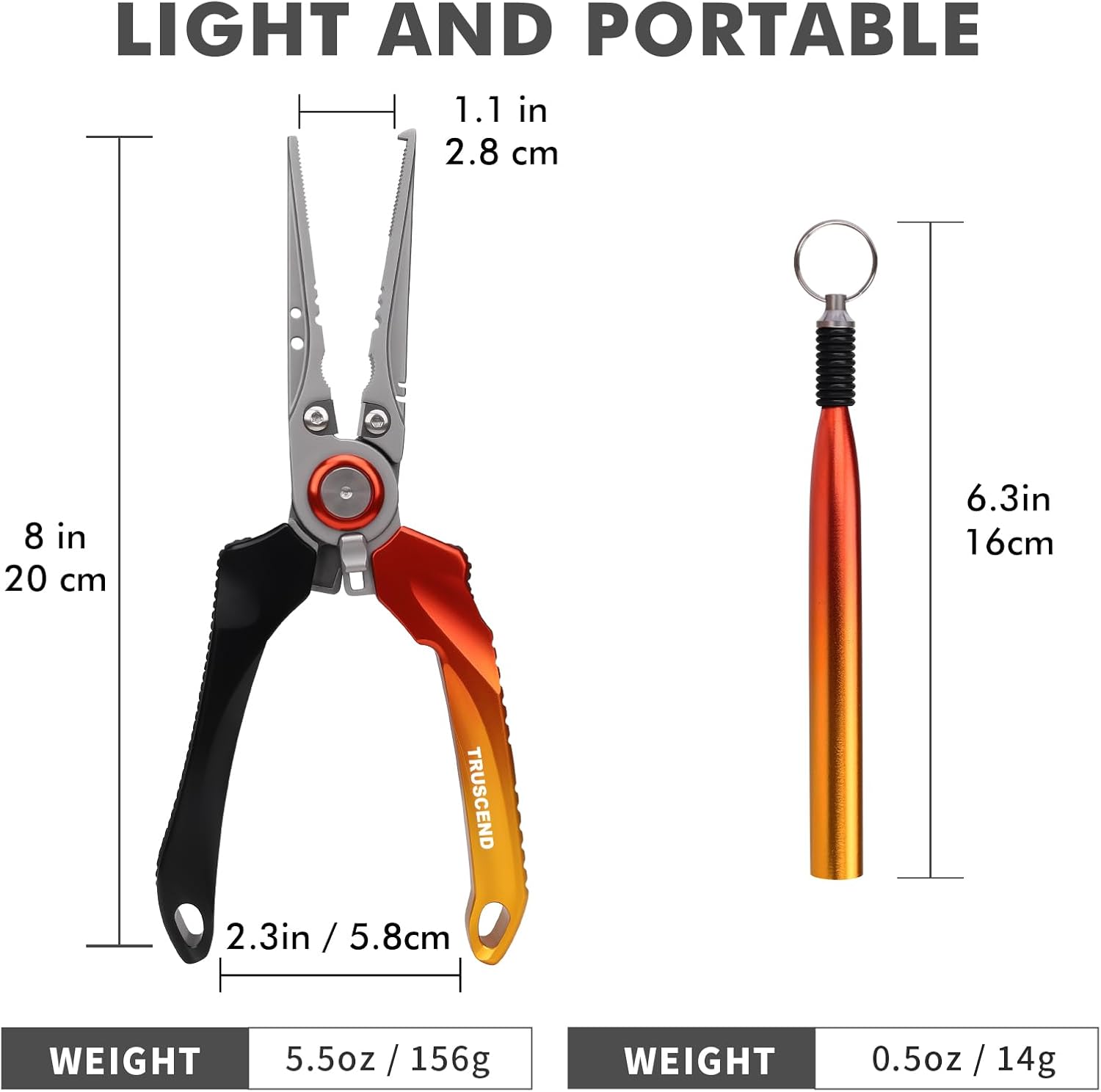 TRUSCEND Easy Use Lockable Fishing Pliers with Tungsten Carbide Cutter, Innovative Ergonomic Handy Handle, Saltwater Corrosion Resistant Teflon Coated Fishing Tool, Light Multi-Function Fishing Gear