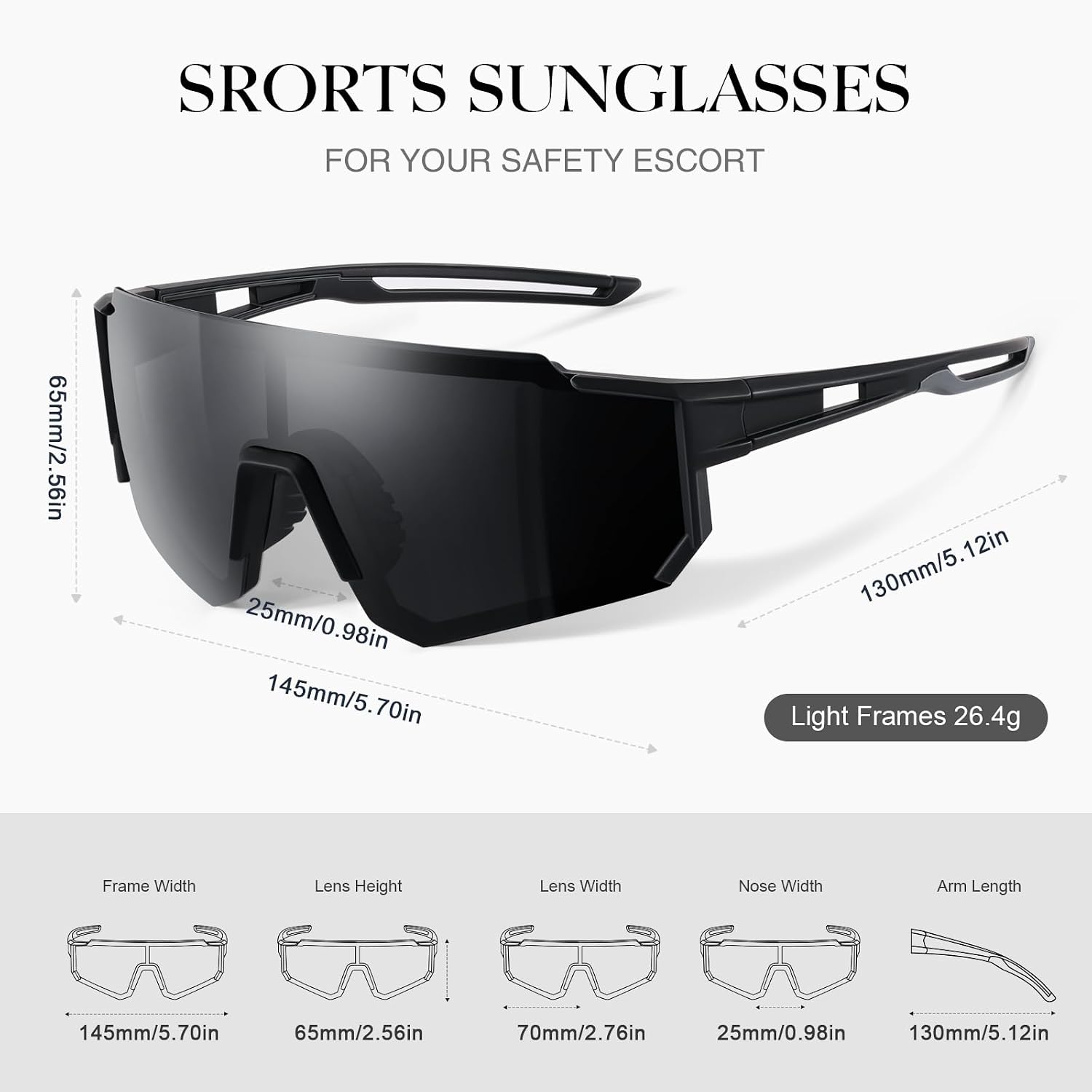 Polarized Sport Sunglasses Men Women TR90 Lightweight UV400