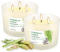 Citronella Candle Set of 2, 14oz Frosted Jar Triple-Wick, Clean & Smokeless for Outdoor Patio, Garden, Deck, Porch Ambiance with Natural Citronella Scent