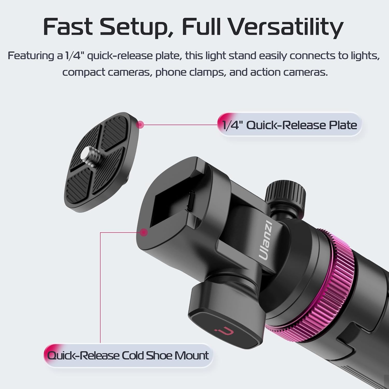 ULANZI MT-89 Extendable Tripod Aluminum, 82" Portable Adjustable Light Stand with 1/4" Screw Quick Release, Camera Phone Tripod for Camera Video Light Smartphone, Lightweight for Travel,Up Load 2.2LBS