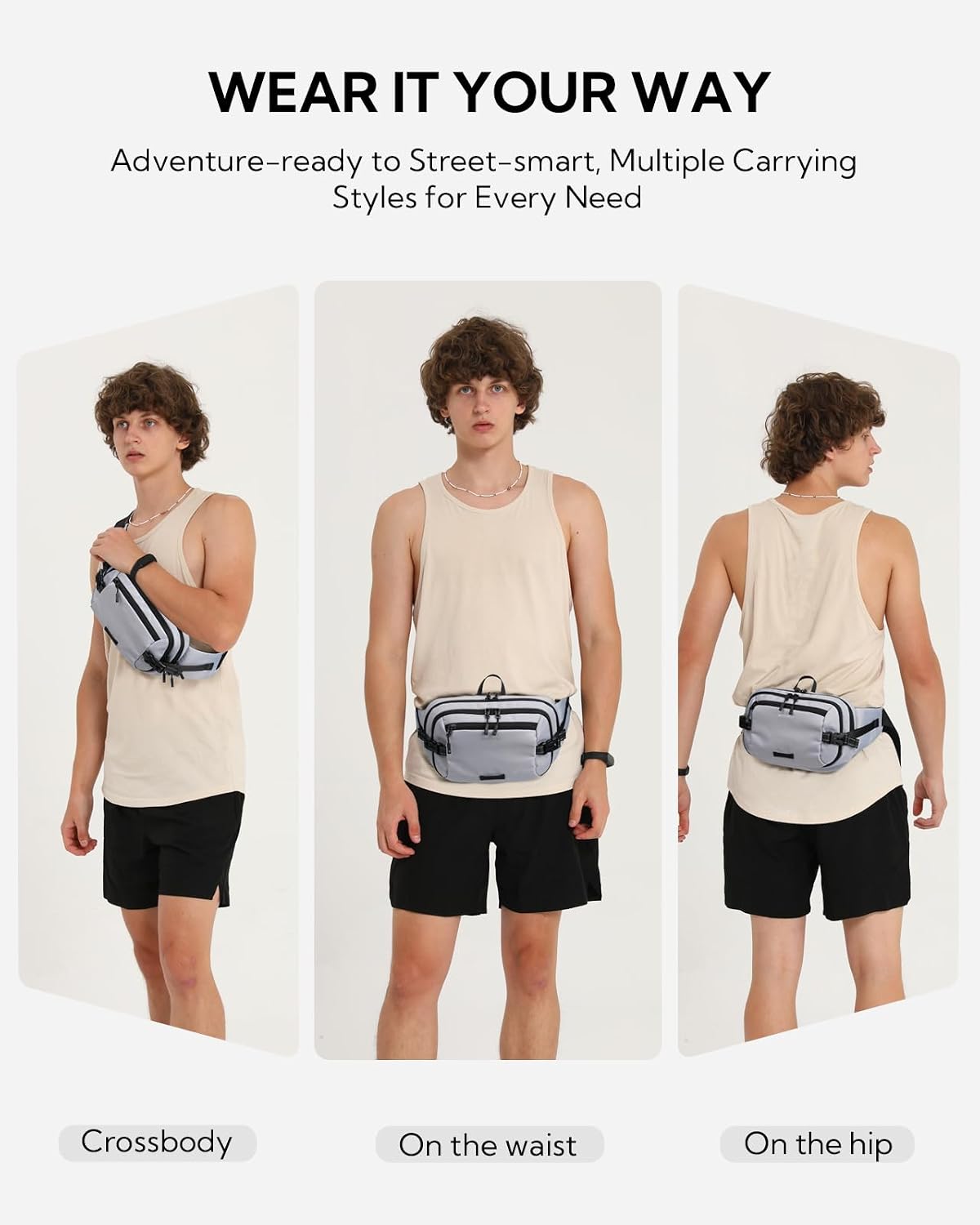 WATERFLY Fanny Pack Waist Bag: 3L Large RFID Anti-Theft for Travel